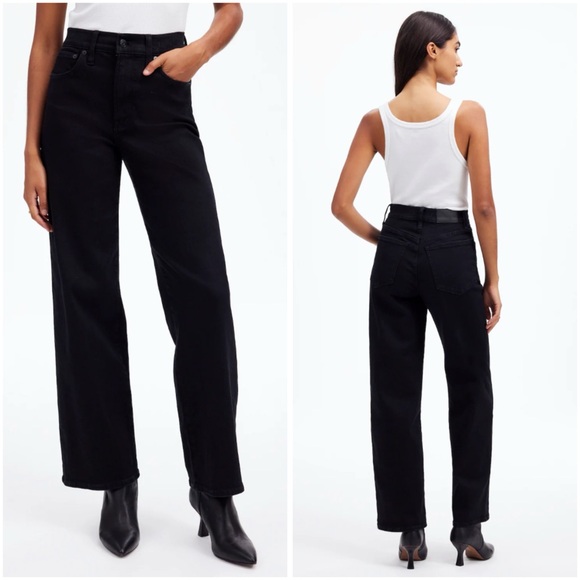 Madewell The Perfect Vintage Wide-Leg Jean Black Rinse Watch Stretch Size 26 NWT - Picture 2 of 12